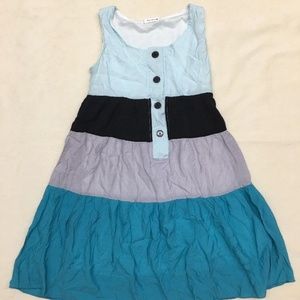 Ando Store Womens Small Blue Black SleeveLess Striped Button A Line Dress